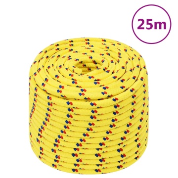 Frânghie de barcă, galben, 12 mm, 25 m, polipropilenă - Img 1
