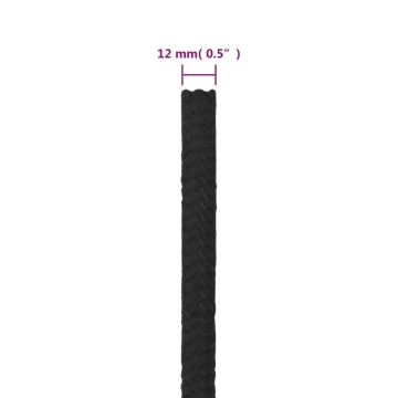 Frânghie de barcă, negru complet, 12 mm, 50 m, polipropilenă - Img 5