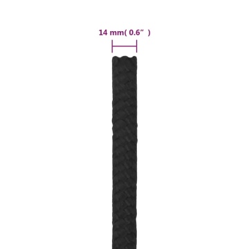 Frânghie de barcă, negru complet, 14 mm, 50 m, polipropilenă - Img 5