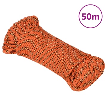 Frânghie de barcă, portocaliu, 3 mm, 50 m, polipropilenă - Img 1