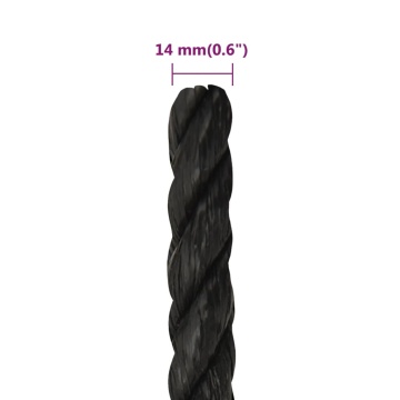Frânghie de lucru, negru, 14 mm, 25 m, polipropilenă - Img 5