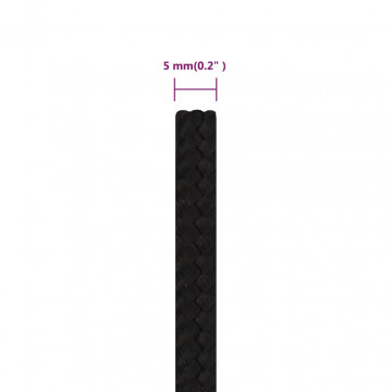 Frânghie de lucru, negru, 5 mm, 25 m, poliester - Img 5
