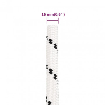 Frânghie împletită pentru barcă, alb, 16 mm x 50 m, poliester - Img 6