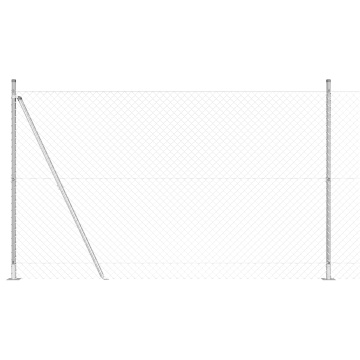 Gard cu plasă de lanț cu 7 stâlpi flanșați 1.6x10 m Oțel galvanizat - Img 2