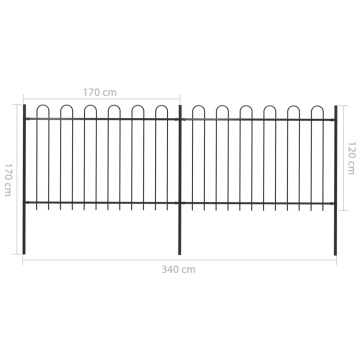 Gard de grădină cu vârf curbat, negru, 3,4 m, oțel - Img 5