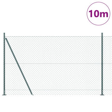 Gard de sârmă împletită cu 7 stâlpi flansați 1.4x10 m din oțel galvanizat - Img 3