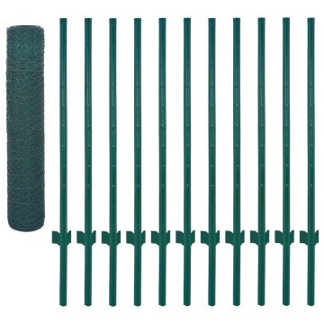 Gard din plasă de sârmă cu stâlpi, verde, 25 x 0,75 m, oțel - Img 3