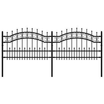 Gard grădină cu vârfuri negru 115 cm oțel vopsit electrostatic - Img 2