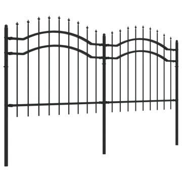Gard grădină cu vârfuri negru 140 cm oțel vopsit electrostatic - Img 3