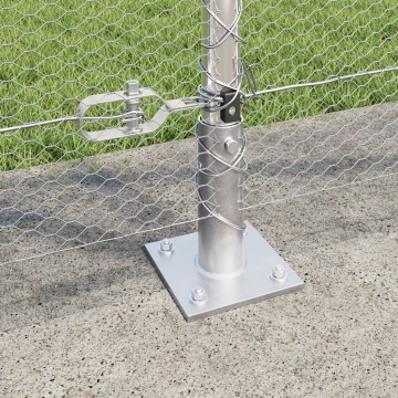 Gard Hexagon 1.2x10 m Oțel Galvanizat, Stâlpi de Gard cu Plăci de Bază 7 pcs Ø32mm 68.5cm Oțel Galvanizat - Img 4