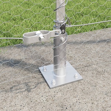 Gard Hexagon 1.4x25 m Oțel Galvanizat, Stâlpi de Gard cu Plăci de Bază 13 buc Ø32mm 78.5cm Oțel Galvanizat - Img 4