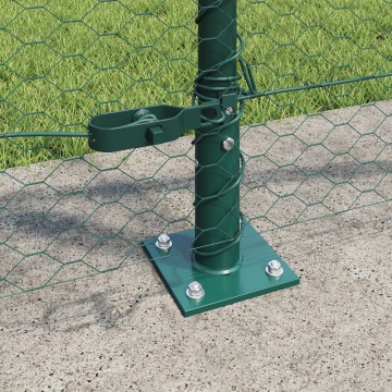 Gard hexagonal Verde 0.8x25 m Oțel, Stâlpi de gard cu plăci de bază 13 buc Ø32mm 90cm Oțel galvanizat - Img 3
