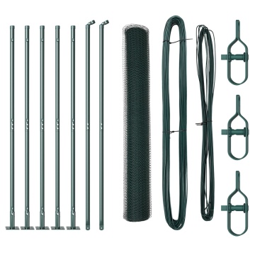 Gard hexagonal Verde 1.2x10 m Oțel, Stâlpi de gard cu plăci de bază 7 buc Ø32mm 68.5cm Oțel galvanizat - Img 2