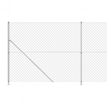 Gard plasă de sârmă cu bordură, argintiu, 1,4x25 m - Img 4