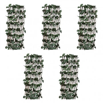 Garduri cu zăbrele, frunze artificiale, 5 buc.,180x30cm, salcie - Img 1