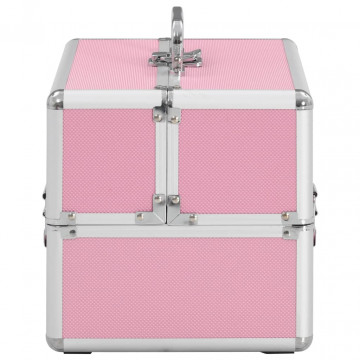 Geantă de cosmetice, roz, 22 x 30 x 21 cm, aluminiu - Img 4