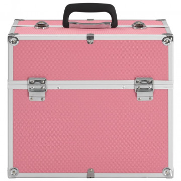 Geantă de cosmetice, roz, 37 x 24 x 35 cm, aluminiu - Img 3