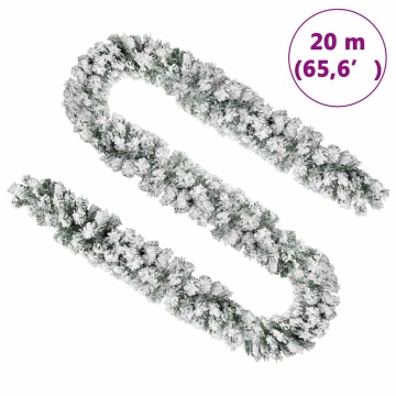 Ghirlandă de Crăciun cu zăpadă, verde, 20 m, PVC - Img 5