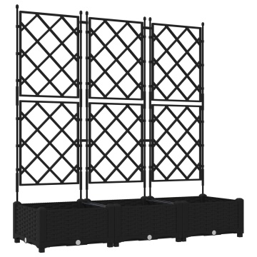 Ghiveci cu trellis 3 pcs Negru 120x40x125.5 cm - Img 2