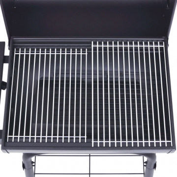 Grătar barbecue cu cărbuni, afumătoare și raft inferior, negru - Img 5