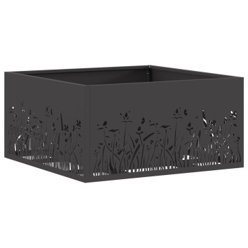 Grătar pe foc Pătrat Negru 60x60x30 cm Oțel - Img 2