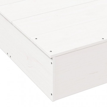 Groapă de nisip cu capac, alb, 111x111x19,5 cm, lemn masiv pin - Img 7