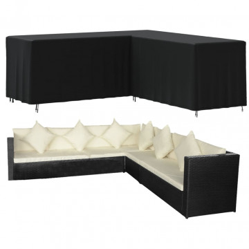 Husă de canapea în formă de L, negru, 254x254x86 cm Oxford 420D - Img 2