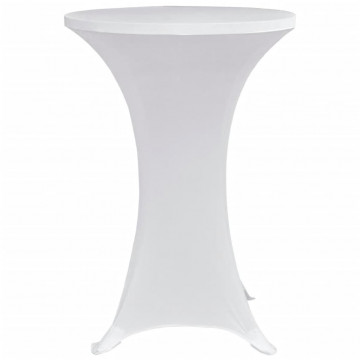 Husă de masă cu picior Ø70 cm, 4 buc., alb, elastic - Img 3