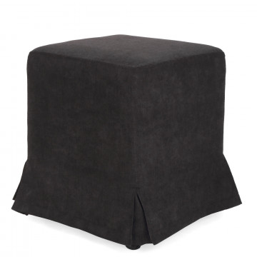 Husa taburet cube, negru, stofa, 38x45x38 cm - Img 1