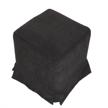 Husa taburet cube, negru, stofa, 38x45x38 cm - Img 8