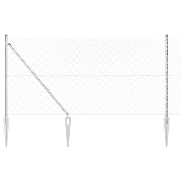 Împrejmuire din sârmă cu 7 stâlpi cu vârfuri 1x10 m Oțel galvanizat - Img 2