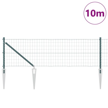 Împrejmuire Euro cu 7 stâlpi cu vârf 0.8x10 m Oțel galvanizat Verde - Img 3