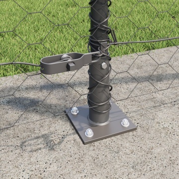 Împrejmuire Hexagonală Gri 0.8x25 m Oțel, Stâlpi de Împrejmuire cu Plăci de Bază 13 pcs Ø32mm 90cm Oțel Zincat - Img 4