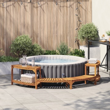 Împrejmuire pentru cadă cu hidromasaj Semicircular 272x120.5x55.5 cm Lemn solid de acacia - Img 1