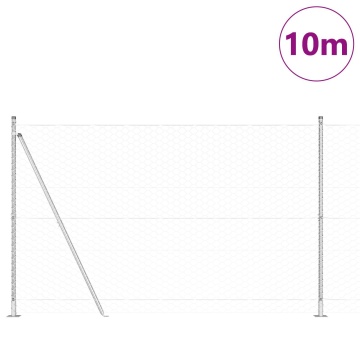 Îngrădire Hexagon 1.5x10 m Oțel Galvanizat, Stâlpi de Îngrădire cu Plăci de Bază 7 pcs Ø32mm 83.5cm Oțel Galvanizat - Img 3