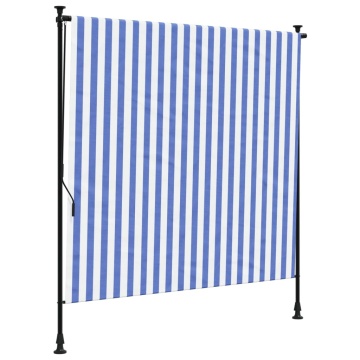 Jaluzea rulou de exterior albastru/alb 200x270 cm țesătură/oțel - Img 2