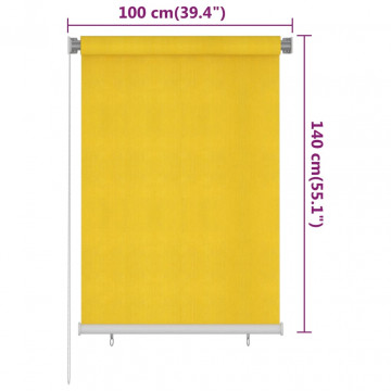 Jaluzea tip rulou de exterior, galben, 100x140 cm, HDPE - Img 4
