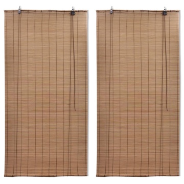 Jaluzele din bambus tip rulou, 2 buc., maro, 150 x 220 cm - Img 1