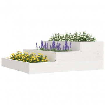 Jardinieră, alb, 78x78x27 cm, lemn masiv de pin - Img 3