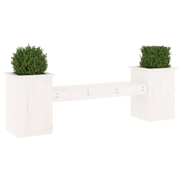 Jardinieră bancă, alb, 184,5x39,5x56,5 cm, lemn masiv de pin - Img 3