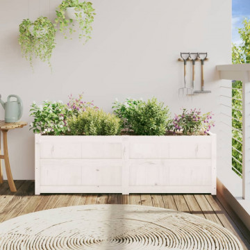 Jardinieră de grădină, alb, 150x50x50 cm, lemn masiv de pin - Img 3