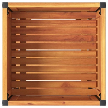 Jardinieră de grădină cu raft 45x45x80cm lemn masiv acacia/oțel - Img 6