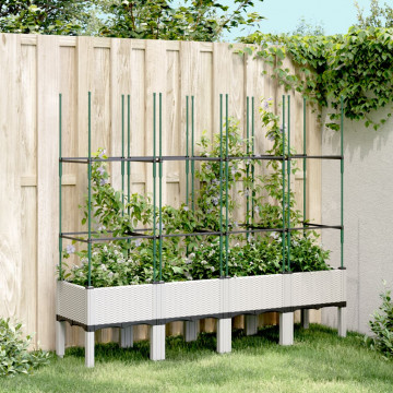 Jardinieră de grădină cu spalier, alb, 160x40x142,5 cm PP - Img 1