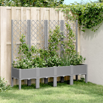 Jardinieră de grădină cu spalier gri deschis 160x40x142 cm PP - Img 1