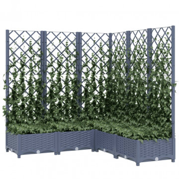 Jardinieră de grădină cu spalier,gri închis,120x120x121,5cm, PP - Img 3