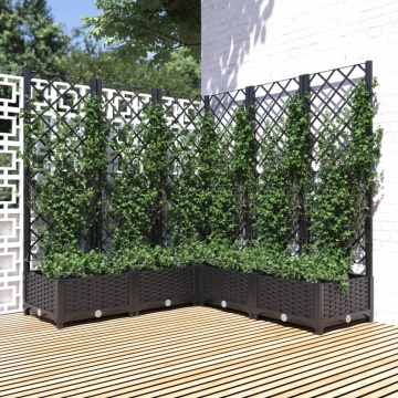 Jardinieră de grădină cu spalier, negru, 120x120x121,5 cm, PP - Img 1