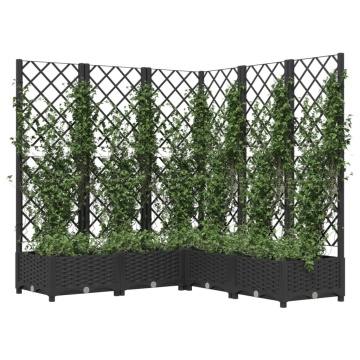 Jardinieră de grădină cu spalier, negru, 120x120x121,5 cm, PP - Img 3