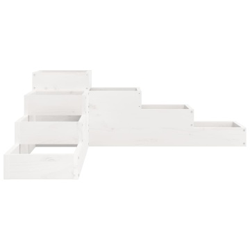 Jardinieră grădină cu 4 niveluri, alb, 106x104,5x36 cm lemn pin - Img 8
