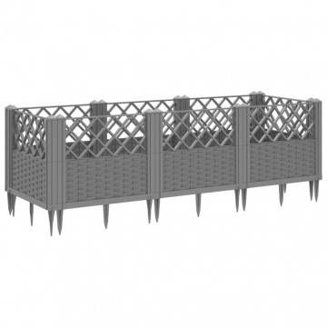 Jardinieră grădină cu țăruși gri deschis 123,5x43,5x43,5 cm PP - Img 8