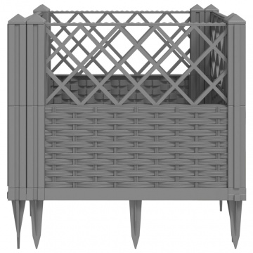 Jardinieră grădină cu țăruși gri deschis, 43,5x43,5x43,5 cm, PP - Img 8